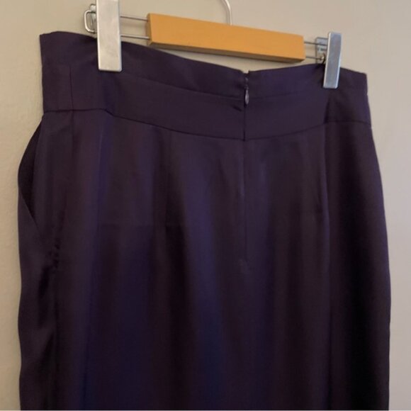 Vintage Jacob 100% Silk Deep Purple Lined Pencil Skirt w Pleated Waist Detail - Picture 11 of 15
